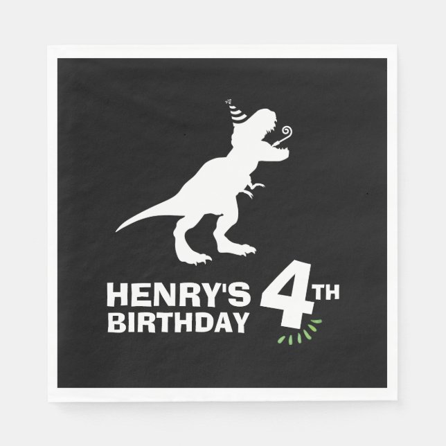 Serviette En Papier Dinosaur Papier d'anniversaire serviettes (Devant)