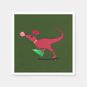 Serviette En Papier Dinosaur Patinage Mood de Noël
