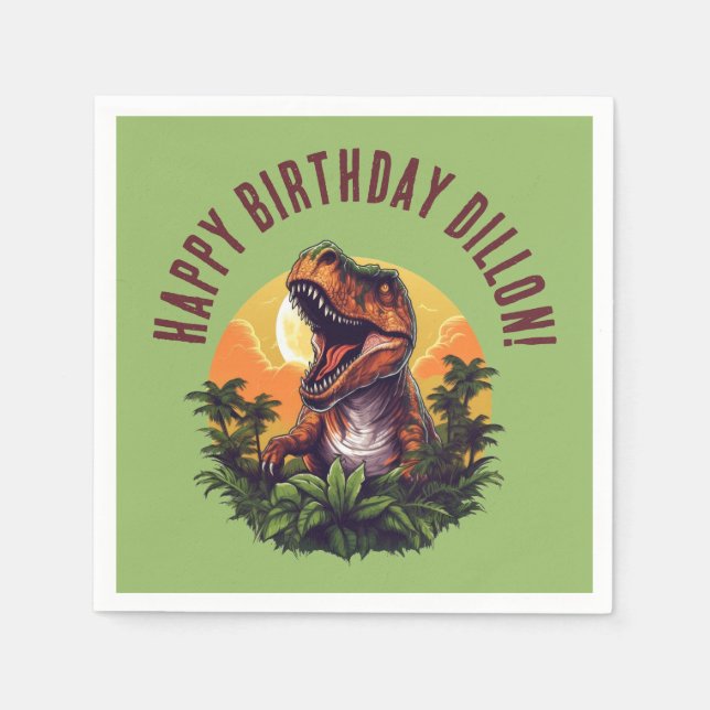 Serviette En Papier Dinosaur Rawr Livre d'anniversaire (Devant)