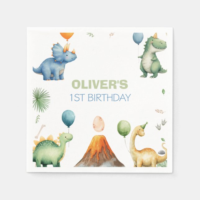 Serviette En Papier Dinosaur T-REX Birthday Party (Devant)