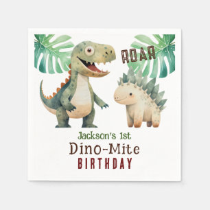 Serviette En Papier Dinosaure 1er Anniversaire Papier d'aquarelle Napk