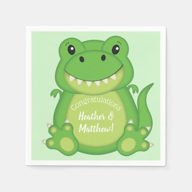 Serviette En Papier Dinosaure Baby shower T-Rex (Devant)