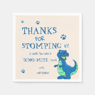Serviette En Papier Dinosaure Bleu Vert Cute Thème Anniversaire