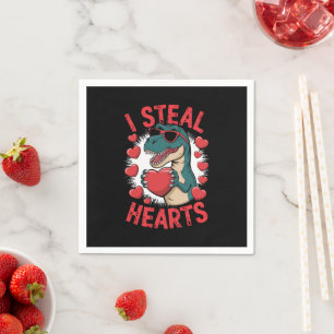 Serviette En Papier Dinosaure de la Saint-Valentin Je vole les cœurs A