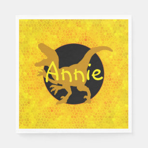 Serviette En Papier Dinosaure jaune personnalisé