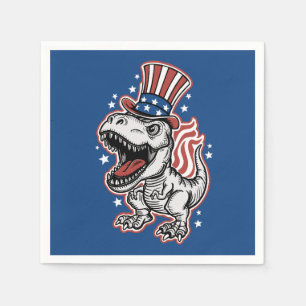 Serviette En Papier Dinosaure patriotique américain