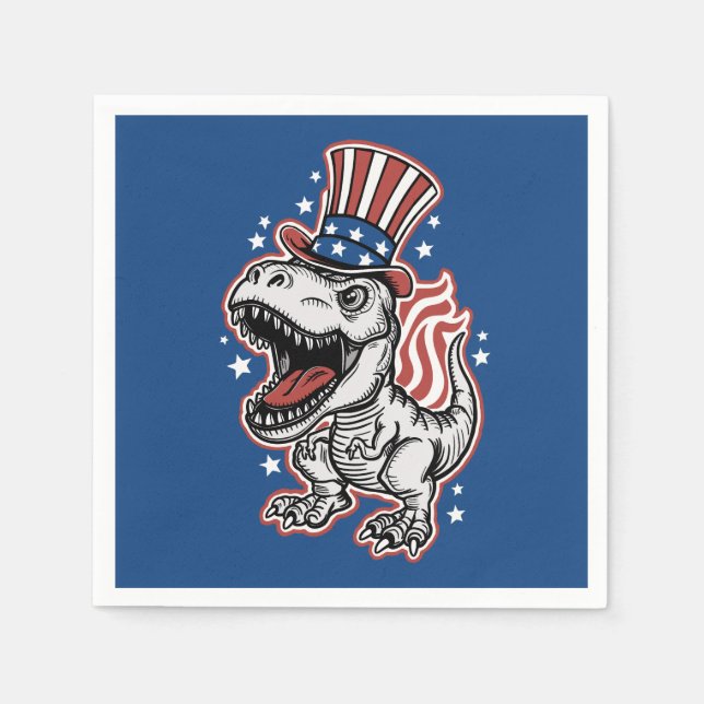 Serviette En Papier Dinosaure patriotique américain (Devant)