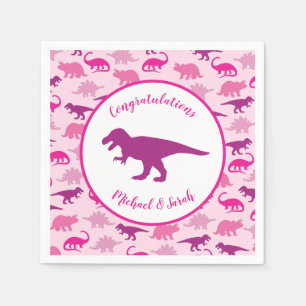 Serviette En Papier Dinosaure rose Baby shower mignonne Dino fille