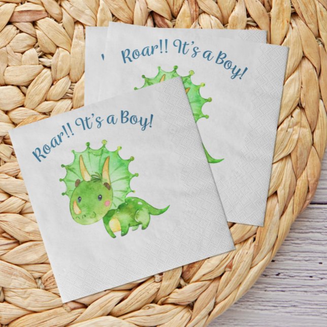 Serviette En Papier Dinosaure Rustique Baby shower Garçon Napkin (Créateur téléchargé)