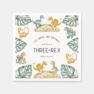 Serviette En Papier Dinosaure Troisième anniversaire Trois Rex Party