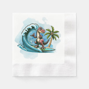 Serviette En Papier Dinosaure tropical du surf