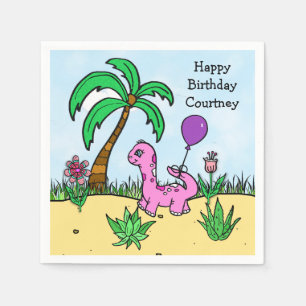 Serviette En Papier Dinosaure Whimsical Dinosaur fille Anniversaire ro