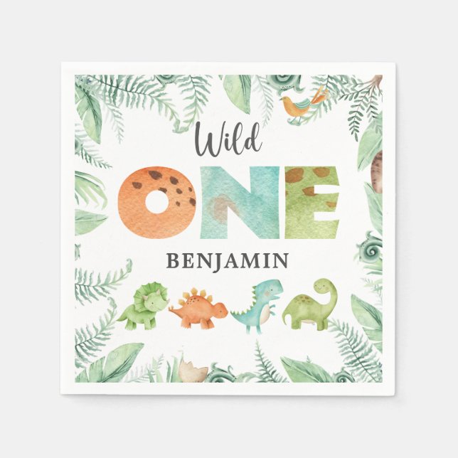 Serviette En Papier Dinosaures Baby shower sauvage serviettes (Devant)