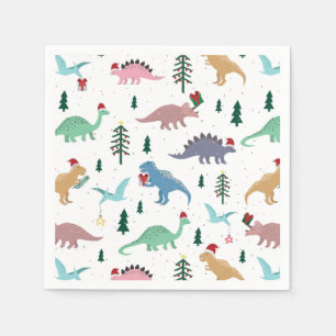 Serviette En Papier Dinosaures festifs Motif de Noël