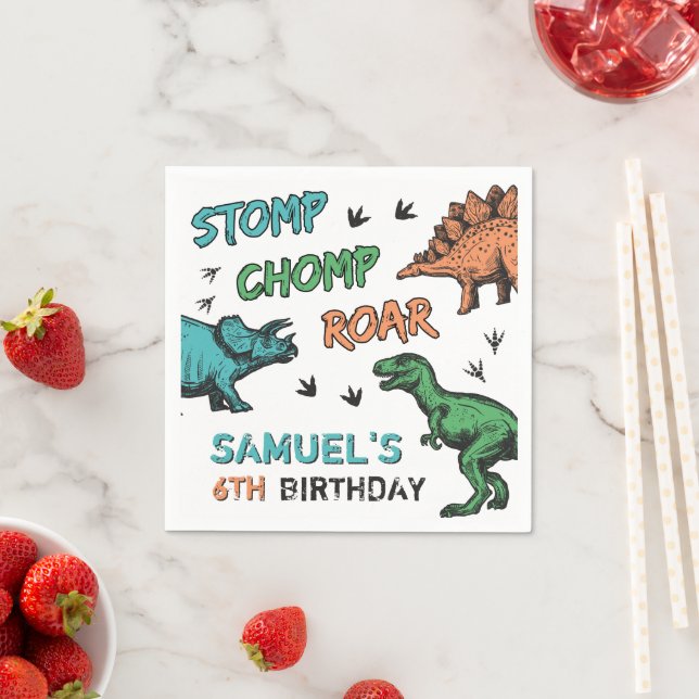 Serviette En Papier Dinosaures Stomp Chomp Roar Anniversaire fête, n'i (En situation)