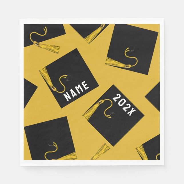 Serviette En Papier Diplôme 2025 Or (Devant)