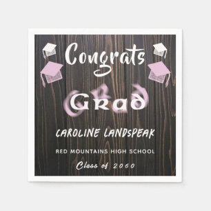 Serviette En Papier Diplôme 2025 Texte flou rose et blanc