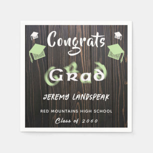Serviette En Papier Diplôme 2025 Texte flou vert pâle et blanc