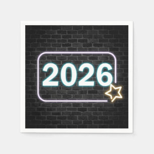 Serviette En Papier Diplôme 2026 Enseigne Néon Sur Brique