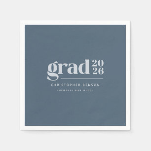 Serviette En Papier Diplôme Bleu Ardoise Moderne Personnalisé 2026