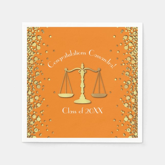 Serviette En Papier Diplôme d'avocat Orange Gold (Devant)