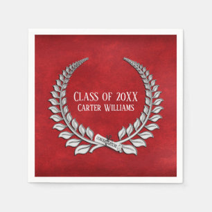 Serviette En Papier Diplôme de diplôme Silver Laurel sur Red