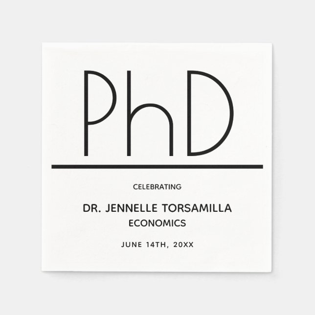 Serviette En Papier Diplôme de doctorat blanc noir (Devant)