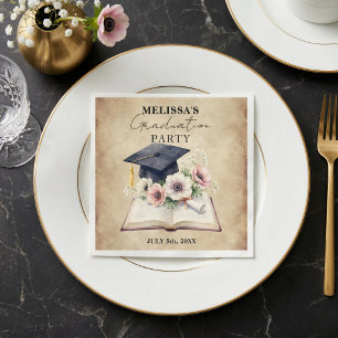 Serviette En Papier Diplôme de Fête de Remise des Diplômes Livre Ouver