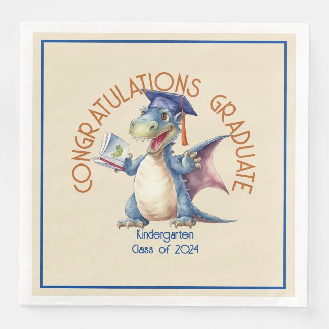 Serviette En Papier Diplômé de la maternelle Dragon Custom (Devant)