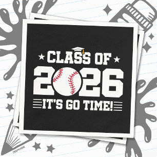 Serviette En Papier Diplômé de la promotion 2026 Baseball C'est parti