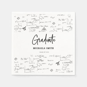Serviette En Papier Diplômé de Mathématiques Élégant Noir Blanc Script