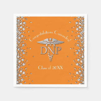 Serviette En Papier Diplôme de pratique infirmière orange argent