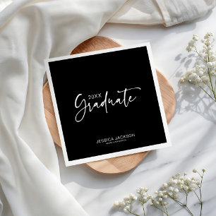 Serviette En Papier Diplômé(e) 20XX Noir et Blanc Diplômé(e)