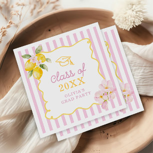 Serviette En Papier Diplômé Frais Rayures Roses Jaune Citron