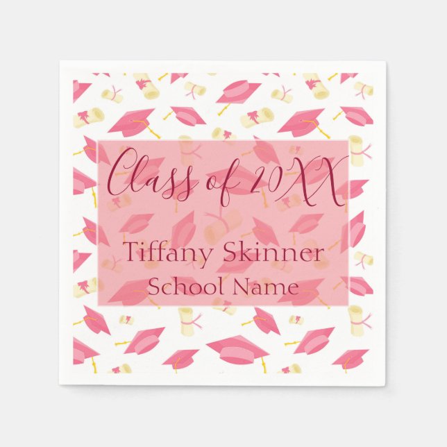 Serviette En Papier Diplômé rose charmant (Devant)