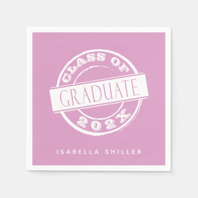 Serviette En Papier Diplômé rose moderne personnalisé (Devant)