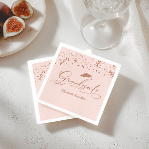 Serviette En Papier Diplômé Rose Or Feuille Fête de Remise des Diplôme