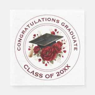 Serviette En Papier Diplôme & Roses Rouges Promotion 20XX
