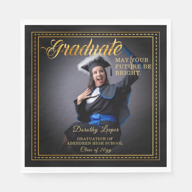 Serviette En Papier Diplômé. Touche d'or Éclairez votre avenir. (Devant)