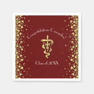 Serviette En Papier Diplômé Vétérinaire Marron Or