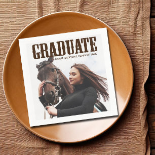 Serviette En Papier Diplômée Country Western Photo Cowgirl Remise de d