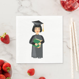 Serviette En Papier Diplômée en Couvre-Chef et Toge Noirs