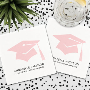 Serviette En Papier Diplômée Rose Personnalisée