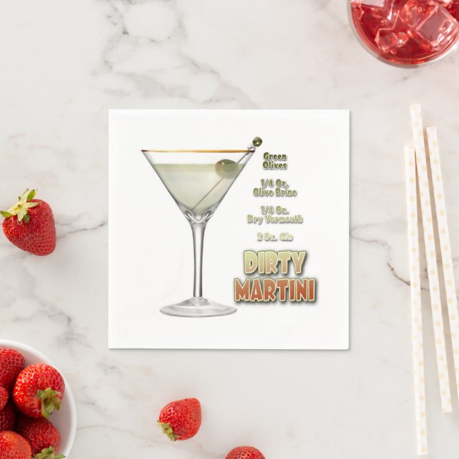 Serviette En Papier Dirty Martini Cocktail Recette Art (En situation)