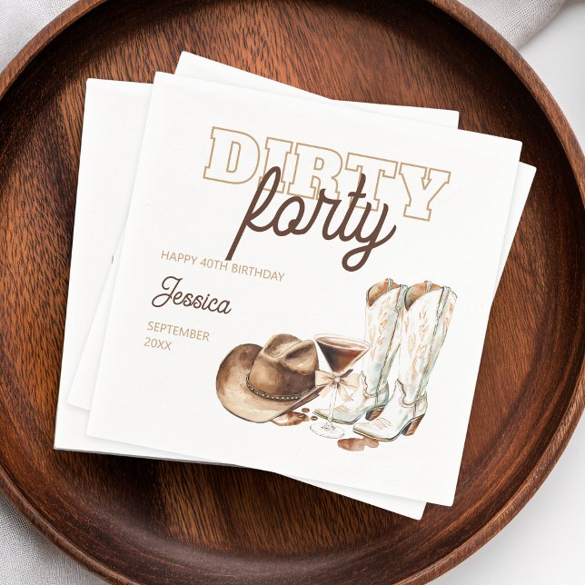 Serviette En Papier Dirty Quarty Rodeo Western 40e fête d'anniversaire (Dirty Forty Rodeo Western 40th Birthday Party Napkins)