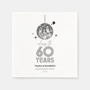 Serviette En Papier Disco Cheers 60 Anniversaire Mariage Fête
