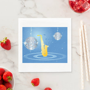 Serviette En Papier Disco Jazz Saxophone Balls de Miroir Étincelant