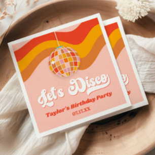 Serviette En Papier Disco Retro les années 70 Red Orange Anniversaire