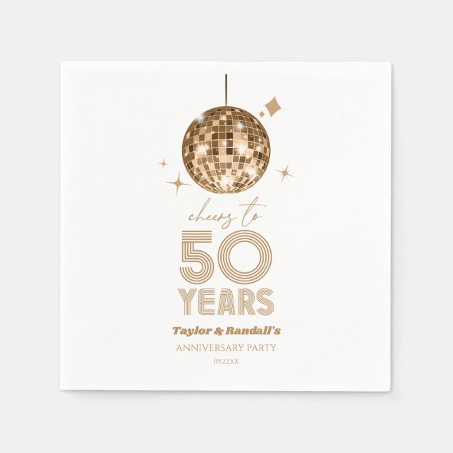 Serviette En Papier Disco Soirée Mariage de 50 ans (Devant)