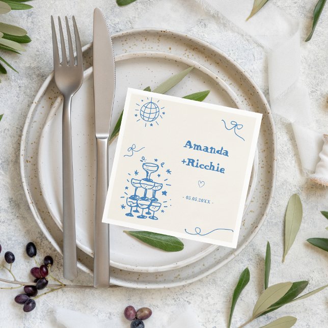 Serviette En Papier Discothèque Whimsical Retro Mariage français (Créateur téléchargé)